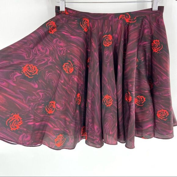 NEW Opening Ceremony Lizzy Rose Print Satin Skater Flowy Mini Skirt Size 6 - Picture 4 of 16